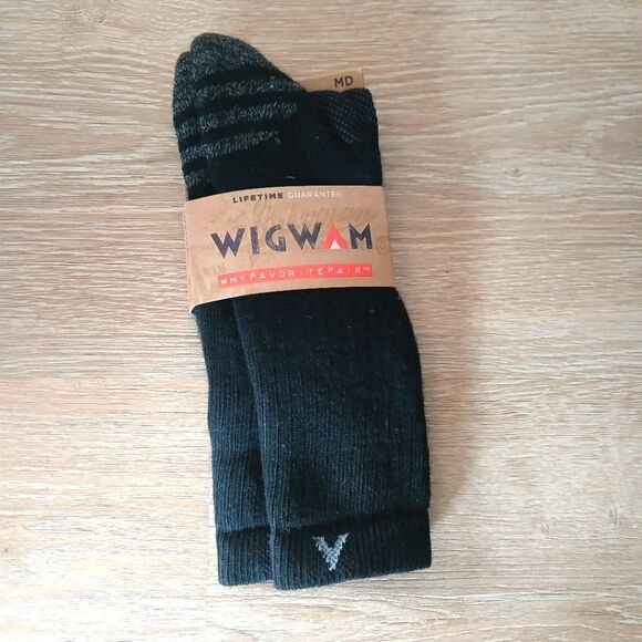 Wigwam MD Merino LIght Casual Ribbed Socks F2511 Black Stretch Wool USA - Picture 1 of 7